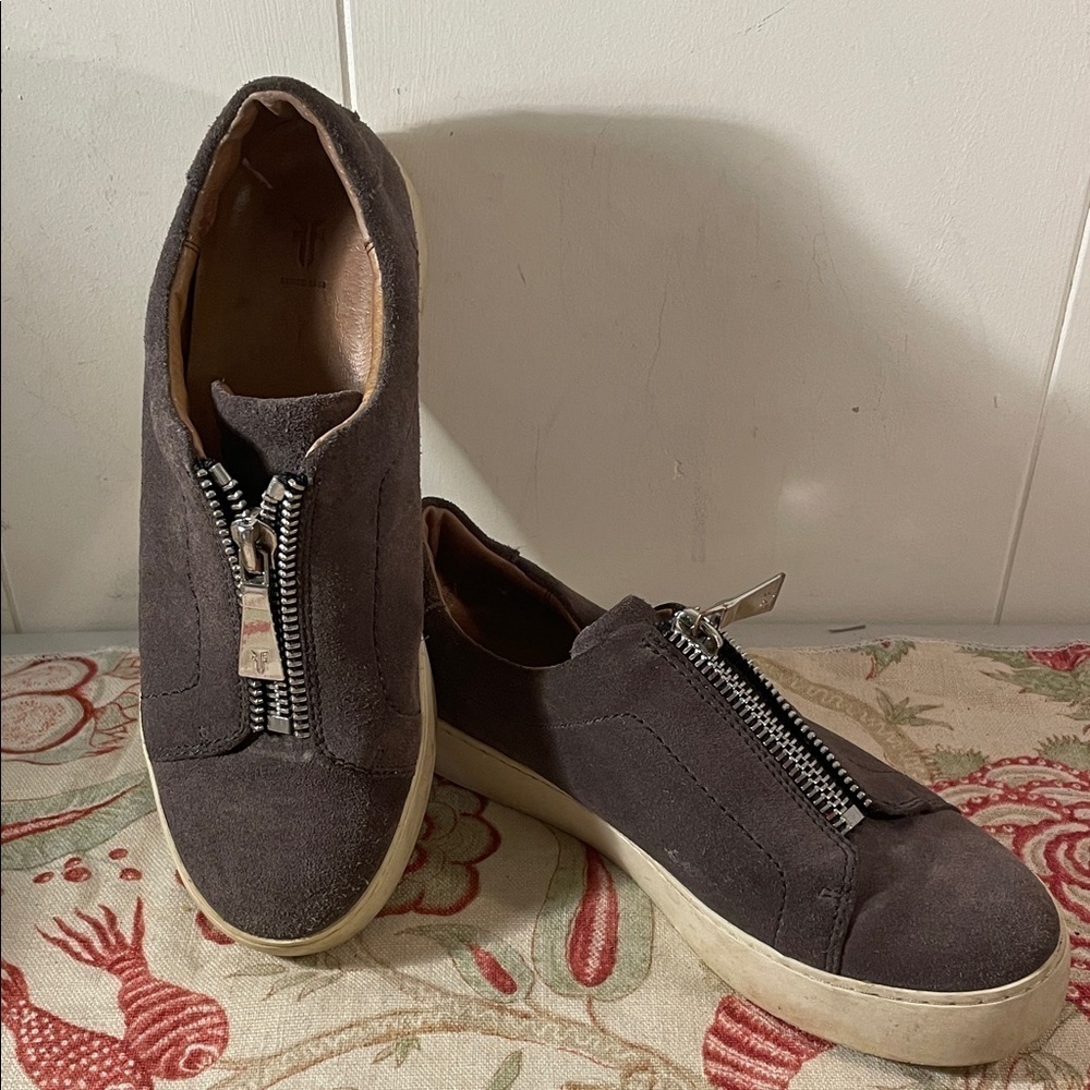 Frye Lena Chunky Zip Closure Platform Dark Mocha Brown Zip Sneakers